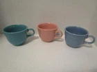 Fiesta Coffee / Tea Cups Fiestaware Pastel Rose, Blue & Turquoise Set of 3 Vtg.