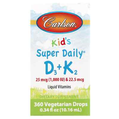 Carlson Labs Kid's Super Daily Vitamin D3 + K2 Tropfen 10ml für die Knochengesundheit +