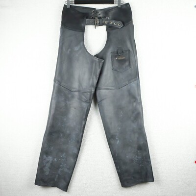 Joe Rocket Leather Chaps Mens Medium Black Pants Open Back Moto