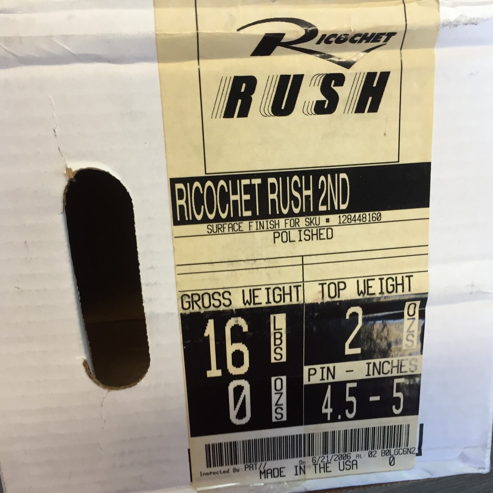 Columbia 300 Ricochet Rush  pro pin  BOWLING ball 16 lb  new in box