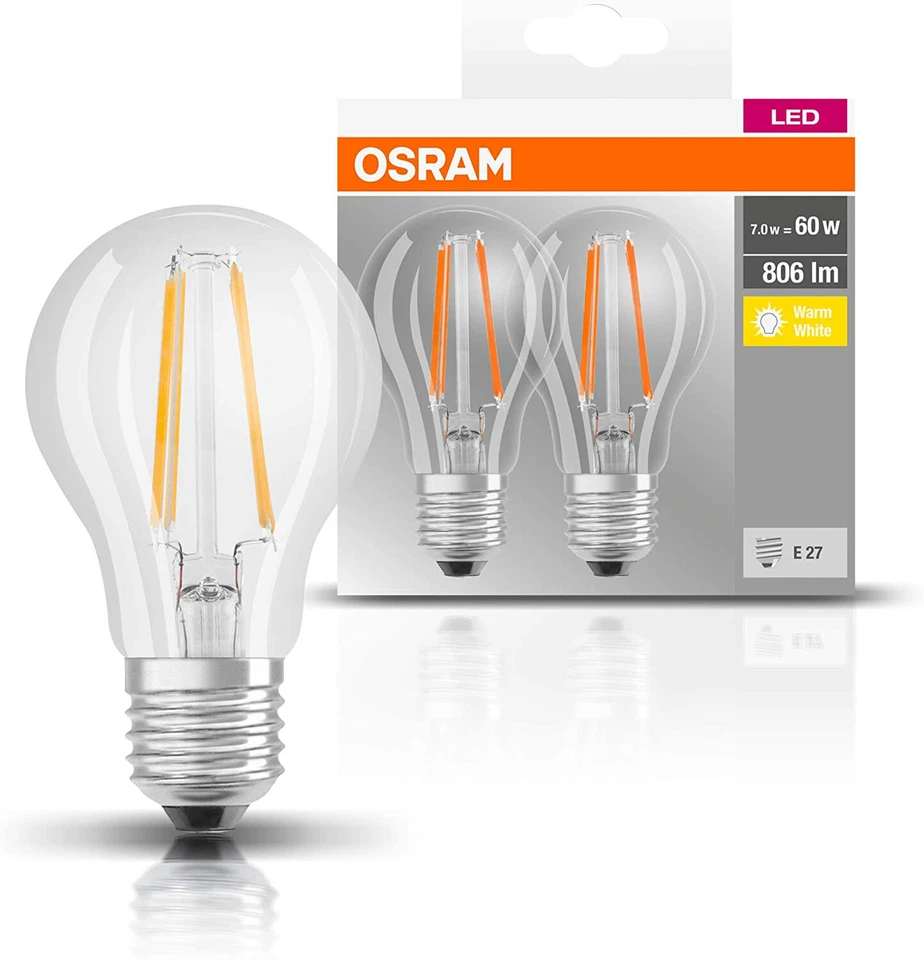 OSRAM LED E27 Sockel  6,5 Watt LED Doppelpack Glühbirnen Glas klar - wie 60 Watt - Bild 3 von 4