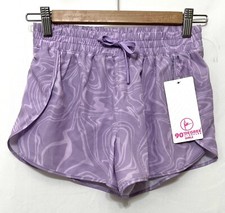 250071 Girls L 12 90 DEGREE by REFLEX Purple Swirl Brief Lined Jogger Shorts NWT