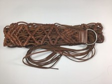 Rare Vintage Woman  s Knotted 70's Boho Hippie Leather Suede Belt Fringe O/S