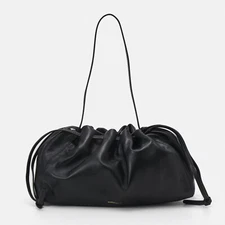 MANSUR GAVRIEL Bloom Drawstring Shoulder Bag in Black/Flamma Leather