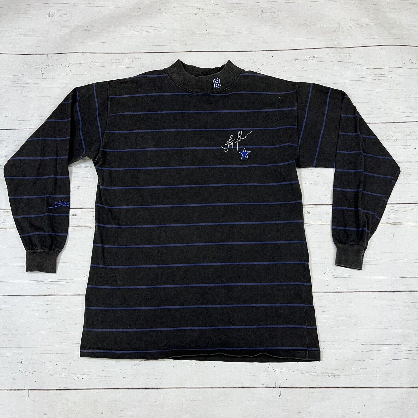 Vintage Troy Aikman Auto Embroidered Striped Sale… - image 2