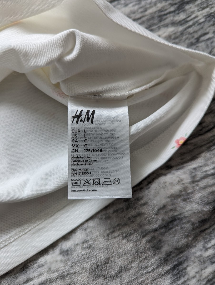 rokh◆トップス/M/ポリエステル/WHT/総柄 Rokh X H&M Fitted Printed T-shirt UK Large - In Hand | eBay