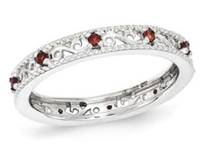 Garnet Eternity Band Ring 1/5 Carat ctw Sterling Silver