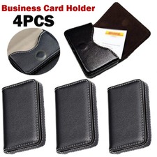 4PC Business Card Holder - PU Leather, Slim Professional Case, Magnetic Closure