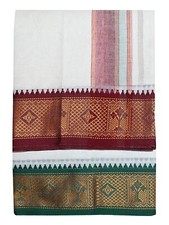 Cotton Mens Panjakejam 9X5 Unbleached Cotton Dhoti  Towel set Fancy-F01 US