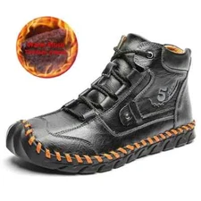 Men Boots Warm Plush Snow Boots Winter Work Shoes Rubber Ankle Boots Sneakers