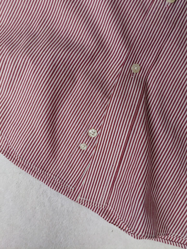 Camisa Club Room Pinpoint Para Hombres M 15.5 Rojo Caramelo Rayas Abotonada Manga Larga Foto 4 de 4