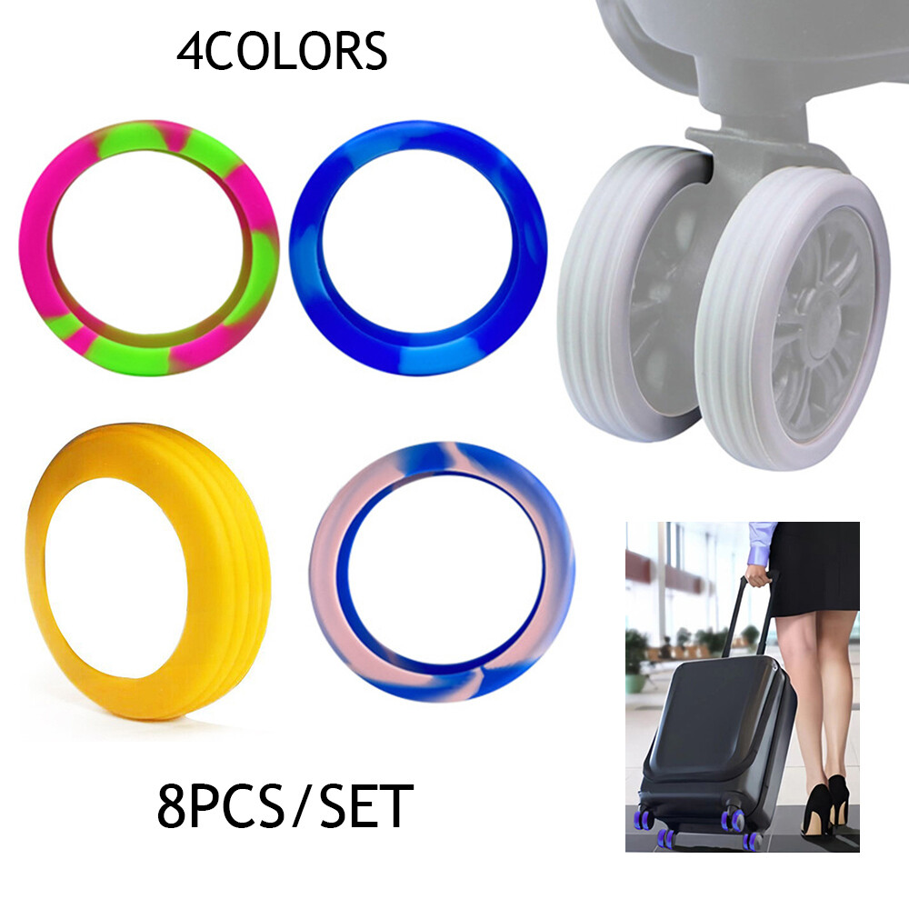 8PCS Luggage Wheels Protector Silicone Wheels Cover Trolley Case Castor