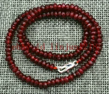 GENUINE NATURAL 2X4mm FACETED Dark Red Garnet GEMS BEADS NECKLACE 16-36'' AA