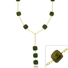 18K or Sur 925 Argent de Culture Vert Carré Pièce Perle Y Collier