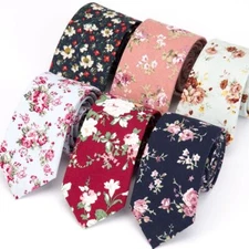 Floral Skinny Neckties - Cotton Flower Classical Ties Men Suit Fashion Accessory