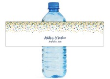 Geometric Gold Confetti Engagement Party Bridal Shower Water Bottle labels