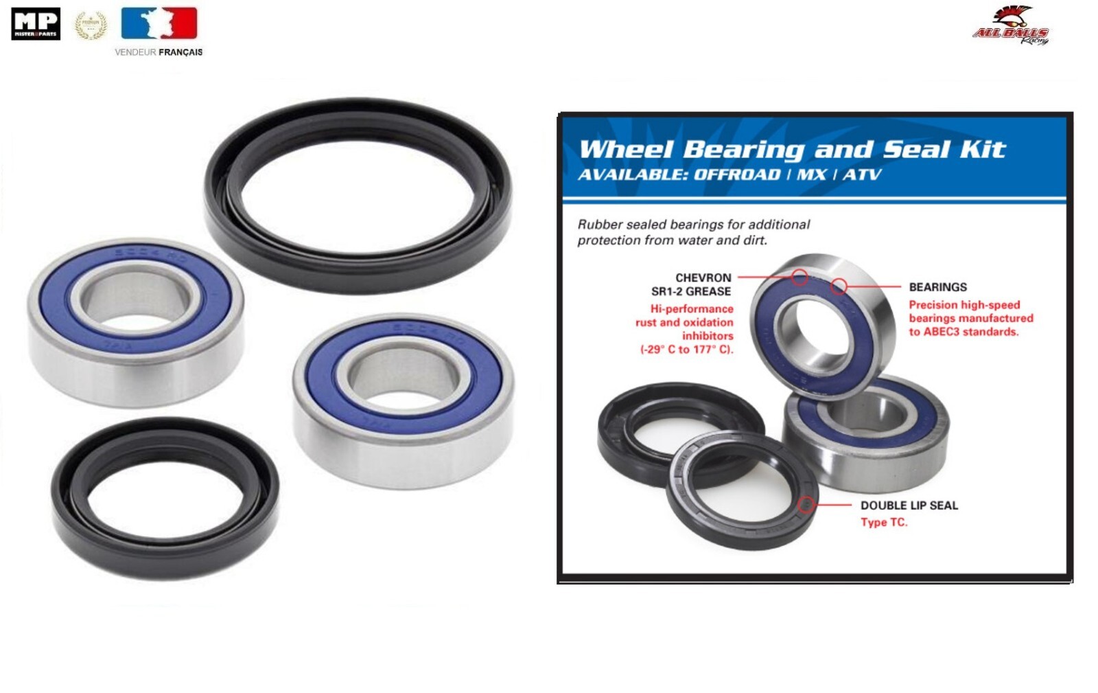Roulement de roue avant 25-1590 moto Triumph Speed Triple 955i annees 2002 2003