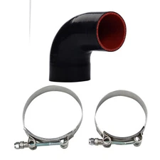 3" To 3.5" 90° Degree Silicone Hose Reducer 76mm - 89mm Pipe Coupler + 2x Clamps