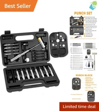 Professional Pin Punch Set & Hammer with Organizer Box - Durable Chrome Steel