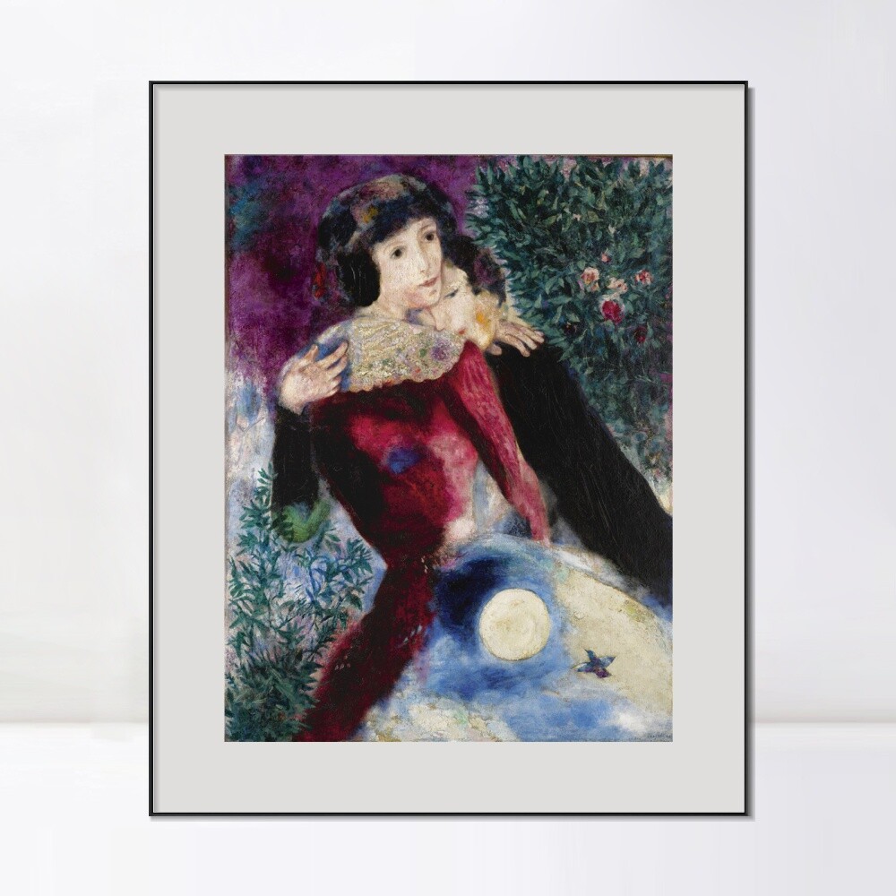 Framed Canvas Giclee Print Les Amoureux,1928 by Marc Chagall Wall
