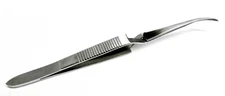 Tweezers Curved Tip Cross Locking Bent Tip Cross Lock 4-1/2" Stainless *Closeout
