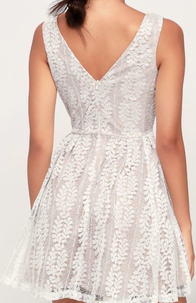 all of my heart white lace skater dress Halter Broderie Skater Dress White