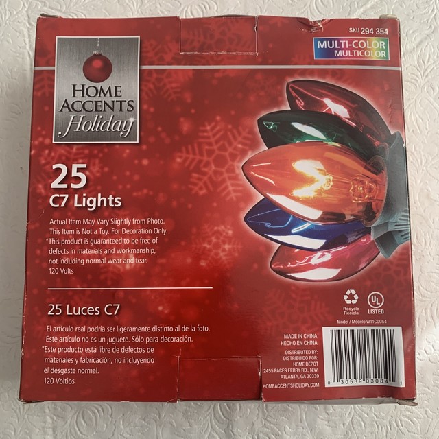 Home Accents Holiday C7 25light Multicolor Incandescent Light String