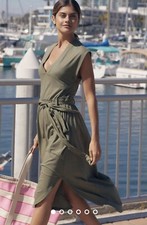 Size L - Daily Practice by Anthropologie Short-Sleeve V-Neck Midi Dress