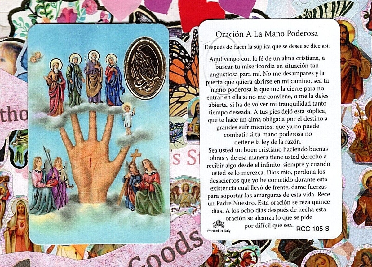 Oracion a la Mano Poderosa - Spanish- Plastic stock Holy Card | eBay