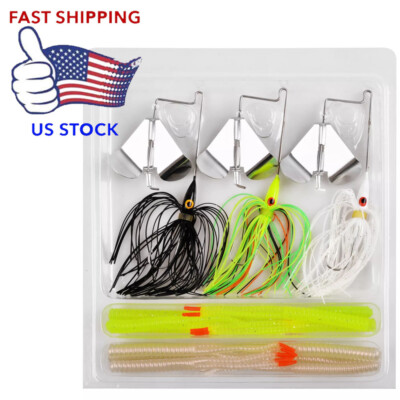 Buzzbait Fishing Lure Set Spinnerbaits Buzz Bait Bass Fishing Baits Lures US