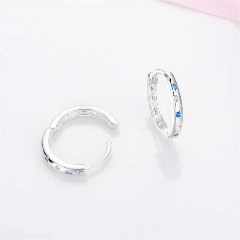 KUNSIR 925 Sterling Silver Mini Simple Star Hoop Earrings For Women Jewelry Gift