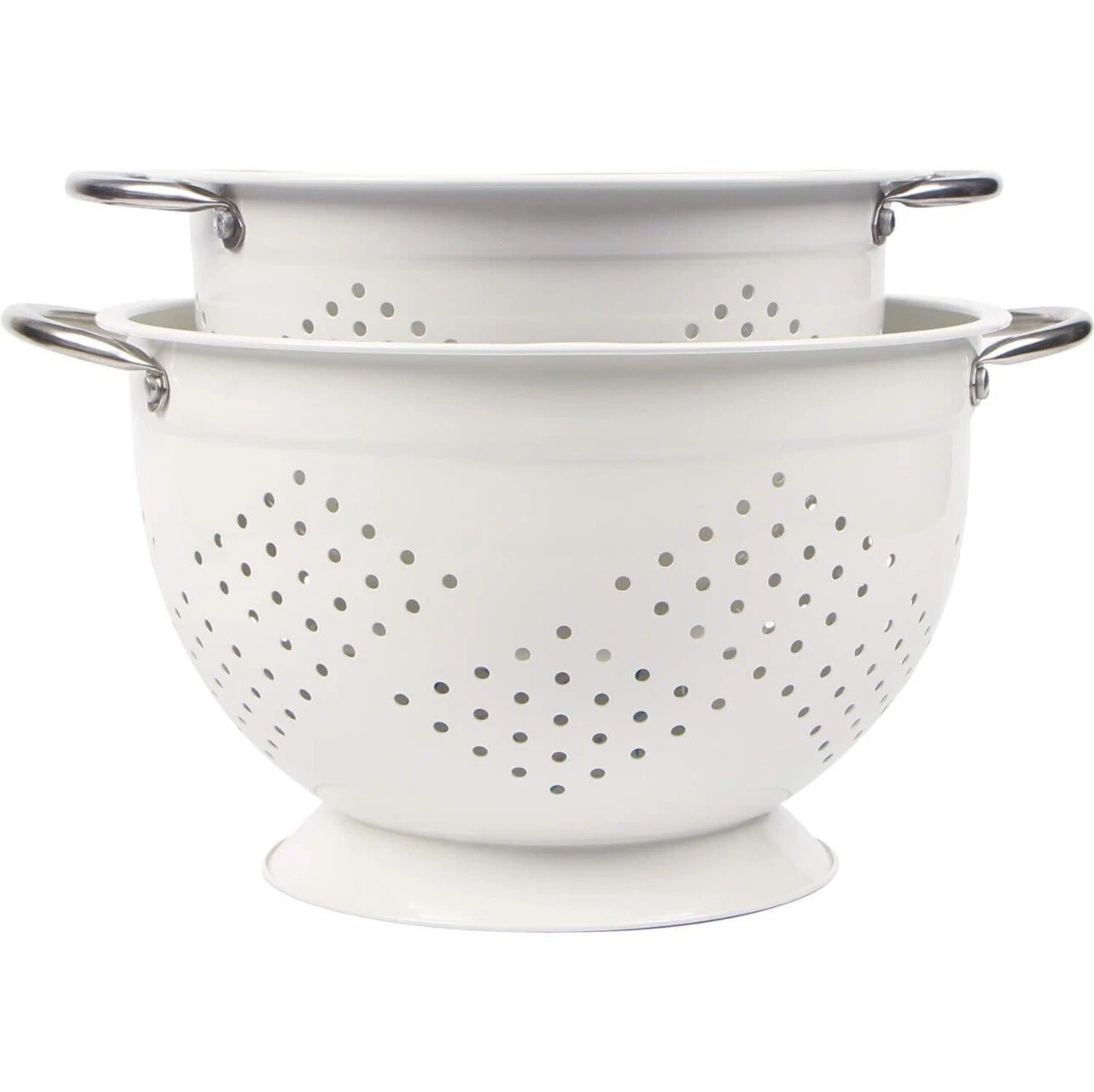 Powder Coated Steel Colander Set of 2 - White