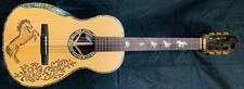 Blueberry Classical Nylon String Parlor Guitar Horse Motif Pre-Order 90 Days