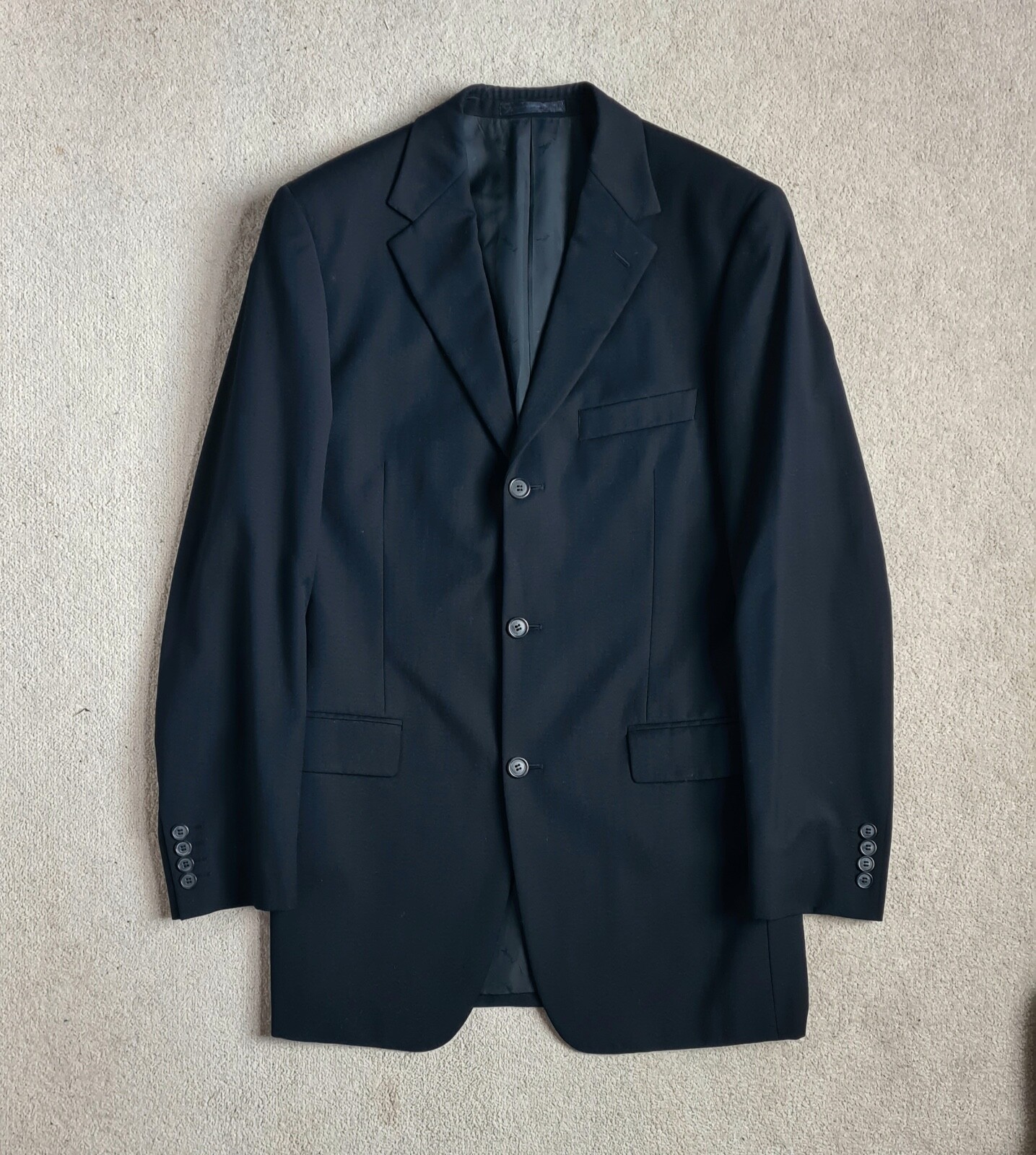 Blazer nero giacca Yves Saint Laurent taglia 48 pura tuta di lana nuova taglia