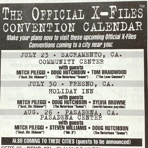 X Files June 1995 Vintage Convention Program Event Paper Schedule Fan Club - Picture 12 of 12