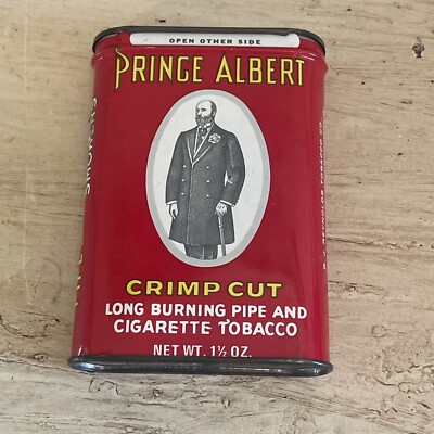 VINTAGE PRINCE ALBERT METAL WINSTON SALEM N.C. CRIMP CUT TOBACCO TIN 1 1/2 Oz