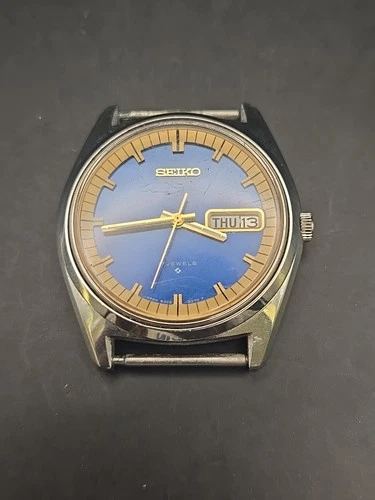 Vintage Seiko Watch Fancy Dial 17 Jewels Day/Date 6309-8260 Automatic Stainless