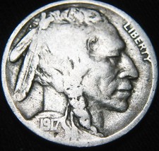 Original Semi-KEY Date 1917-S BUFFALO NICKEL 5¢ FREE S&H KU89MN