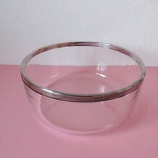 Glasschale mit Metallrand/Silber? ca. 1480 g Ø ca. 23 cm Salat Obst Dessert Deko