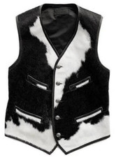Natural Cowhide Hair On skin Western Waistcoat Men Vintage style Vest Ideal Gift
