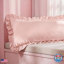 Bedsure Ruffle Body Pillow Cover, 20" x 54", Blush Pink Pillow Shams Pillowcase