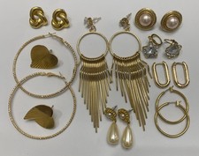Vintage To Now Lot Of 9 Pairs Beautiful Gold Tone Estate Pierced Earrings