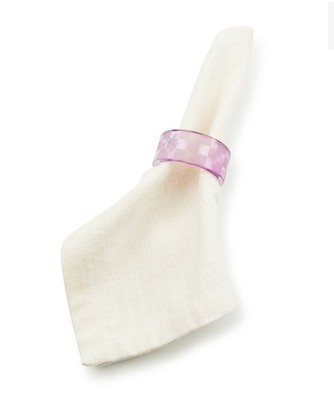 4 x MacKenzie Childs Lavendel Check Serviettenhalter aus Glas Serviettenringe