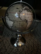 Silver Earth Globe Office Figurine 