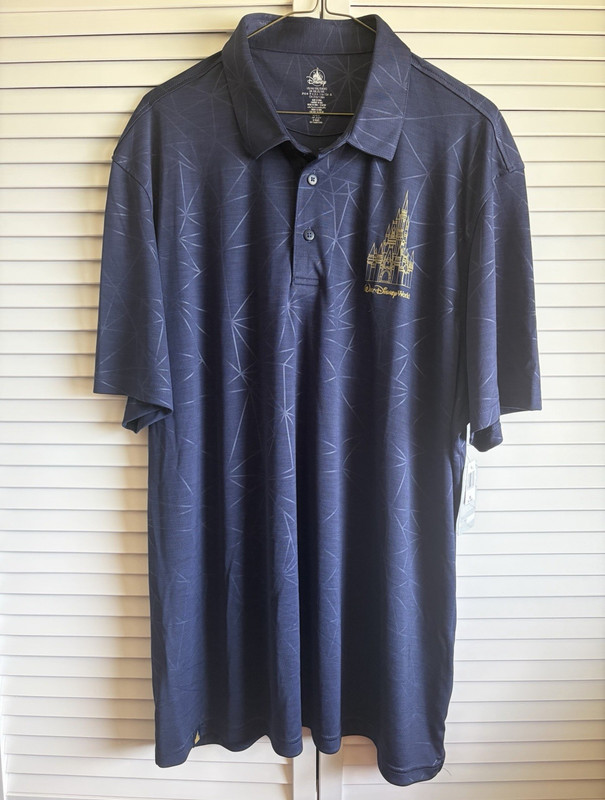 NWT Walt Disney World Geometric Blue Short Sleeve Polo Shirt Men 2XL