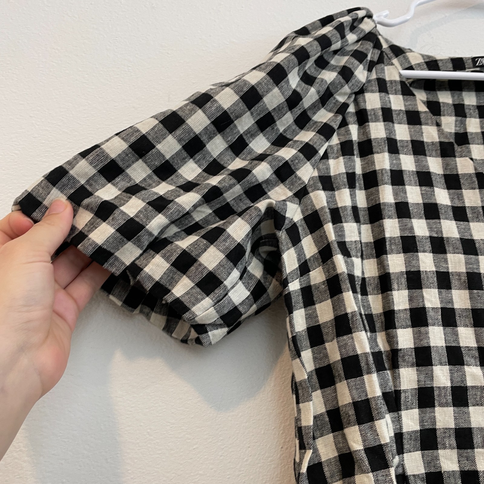 Zara Dress Women S Gingham Puff Sleeve Button Cottagecore Picnic Mini Buttons thumbnail 7