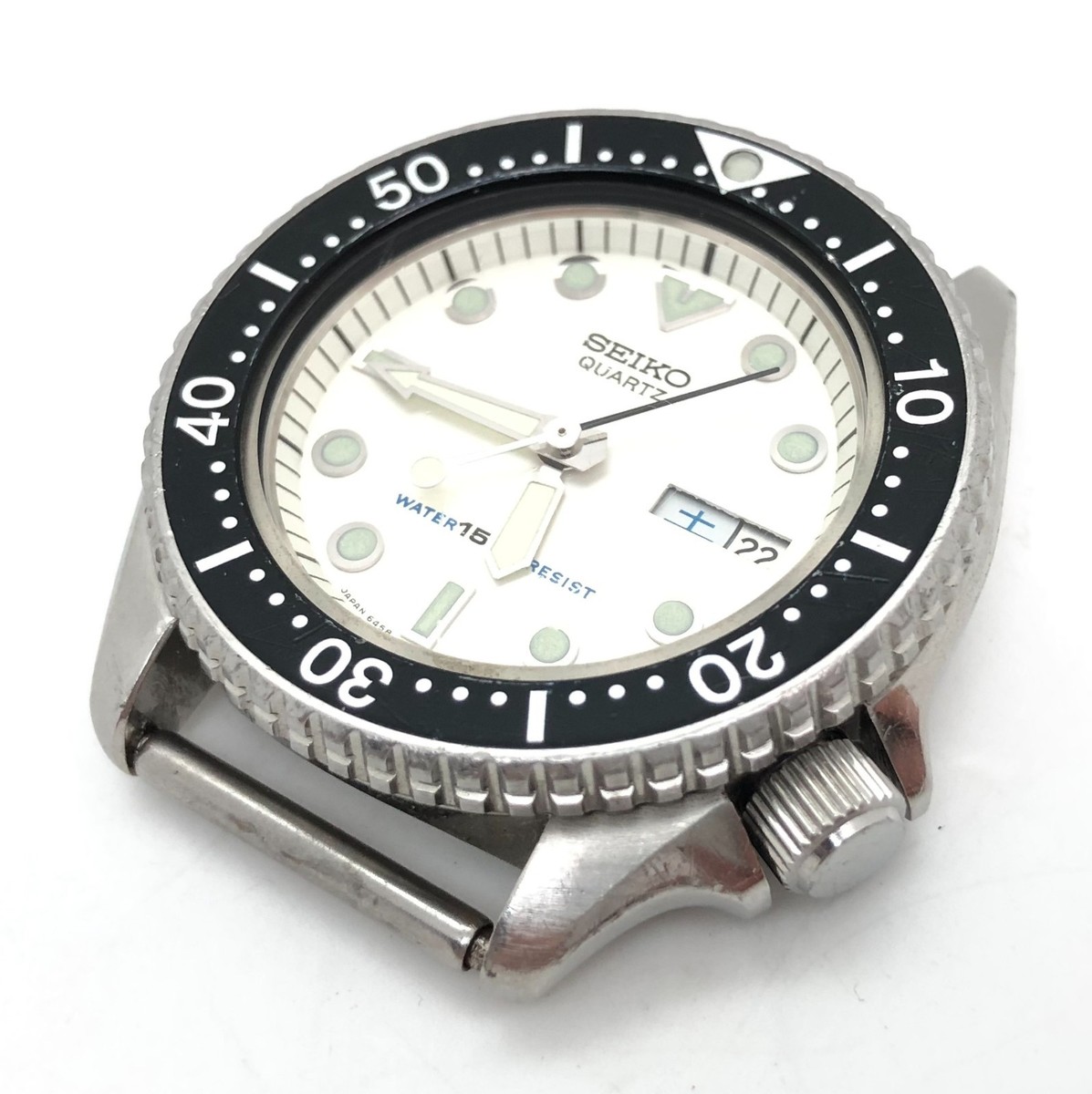 [w2223] SEIKO 6458-600B DIVER 150m White dial New battery Quartz VG/EX
