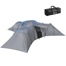 Outsunny 6-9 Man Large Tunnel Tent with 3 Bedrooms, Stand-up Camping Tent