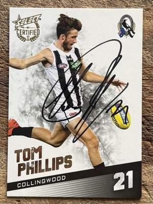 Tom Phillips Signed 2017 AFL Select Certified Collingwood Magpies