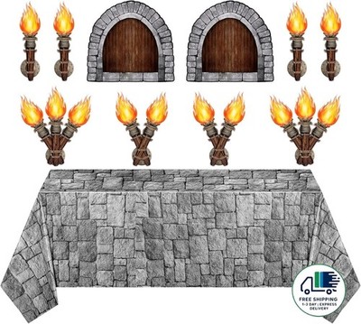Set de 11 piezas para ambientar una escena medieval: antorchas de ventana